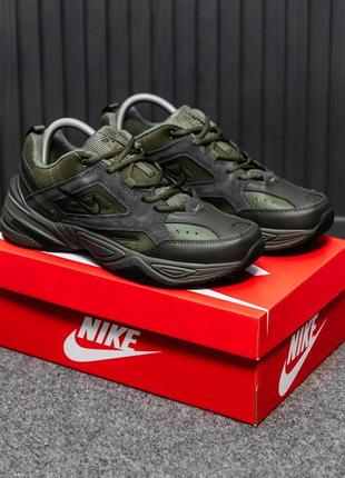 Кроссовки nike m2k tekno air monarch массивные мягкие удобные хаки с зеленым