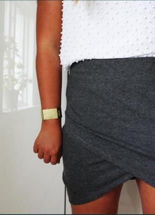 Юбка серая двухслойная
