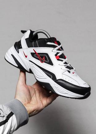 Кроссовки nike air monarch крутые на каждый день m2k tekno белые з черным красным