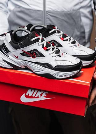 Кроссовки nike air monarch крутые на каждый день m2k tekno белые з черным красным4 фото