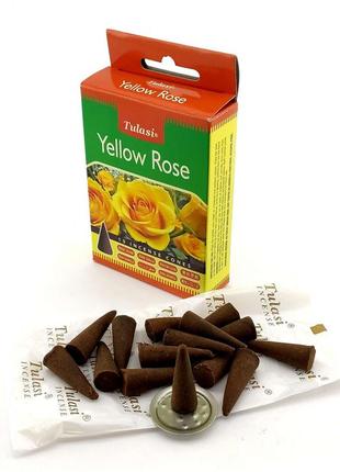 Yellow rose incense cones (жовта троянда) (tulasi) конуси1 фото