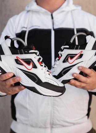 Кроссовки nike m2k tekno air monarch массивные мягкие удобные белые с красным8 фото