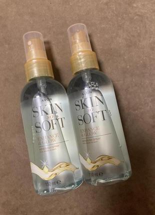 Легкий спрей автозагар для тіла сяйво skin so soft от avon