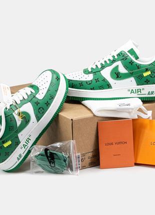 Мужские кроссовки nike air force 1 x louis vuitton green white 40-41-42-43-44-45