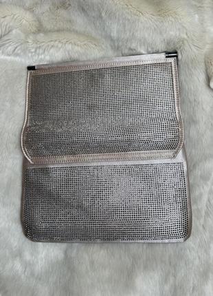 Серебристый клатч сумка со стразами5 фото