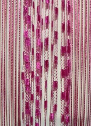 Нитяные шторы, тюль, кисеи красивого малинового цвета (германия).1 фото