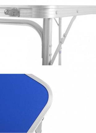 Стіл для пікніка розкладний алюмінієвий + 4 стільці синій тм6 фото