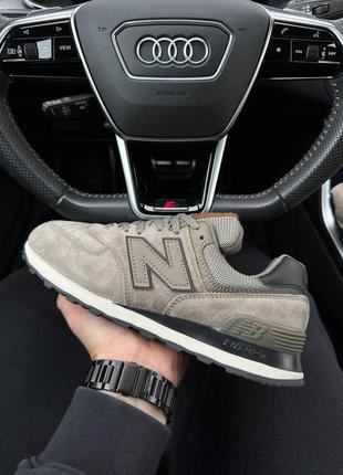 Мужские замшевые кроссовки new balance 574 full suede sand brown, кеды нью беленс песочные. мужская обувь