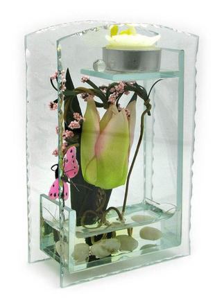 Цветок в стекле (цвета ассорти) (16,5х10,5х5 см)1 фото