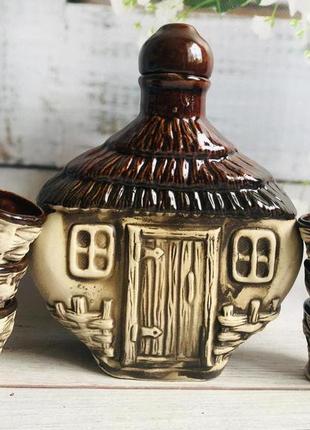 Набор для вина керамклуб хатка штоф v 1.3 л и 6 бокалов 200 мл