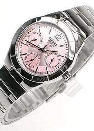 Женские часы ltp-2069d-4aveg, розовые с серебристым