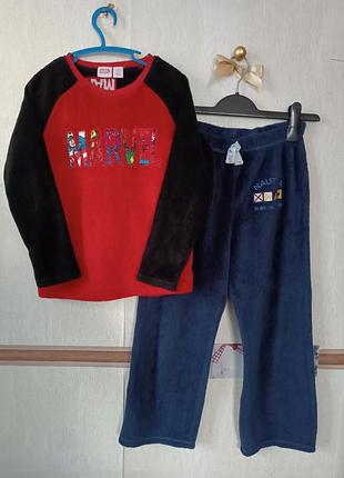 Теплая пижама комплект для дома р.7-8 лет