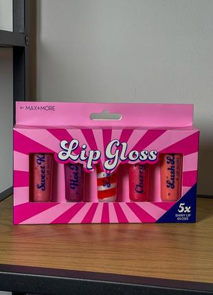 Подарунковий набір блисків для губ lip gloss by max more 5*10 мл