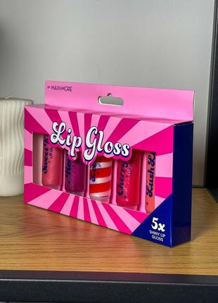 Подарочный набор блесков для губ lip gloss by max more 5*10 мл
