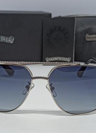 Chrome hearts чоловічі сонцезахисні окуляри сіро блакитний градієнт в сріблястому металі2 фото