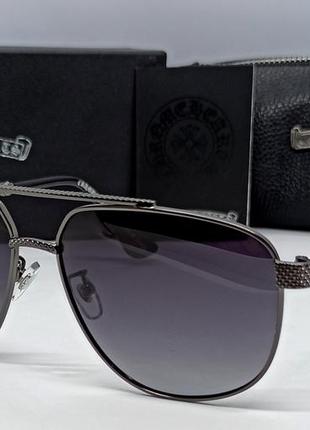 Chrome hearts очки мужские солнцезащитные темно серый градиент в темно серой металлической оправе