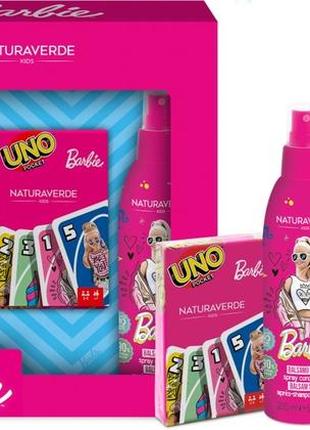 Подарочный набор барби naturaverde kids barbie (bubble/bath/300ml + spray/200ml + cards/1pc)10 фото