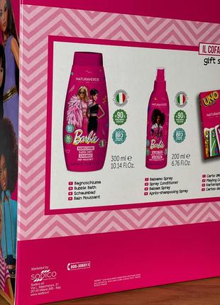 Подарочный набор барби naturaverde kids barbie (bubble/bath/300ml + spray/200ml + cards/1pc)4 фото