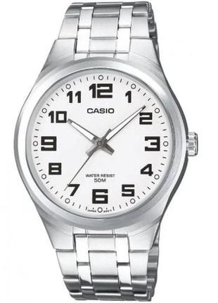 Чоловічий годинник casio mtp-1310pd-7bveg, білий зі сріблястим