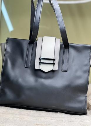 Черная большая сумка шопер