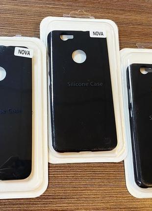 Оригинальный чехол silicone case на телефон huawei nova черного цвета