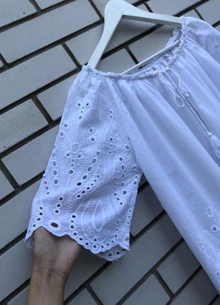 Белая блузка вышиванка в этно стиле бохо прошва большой размер7 фото