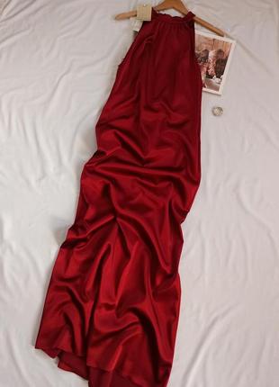 Роскошное платье макси под сатин/с завязками на шее/холтер1 фото