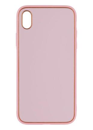 Чехол leather gold with frame without logo для iphone xr цвет 12, peach4 фото