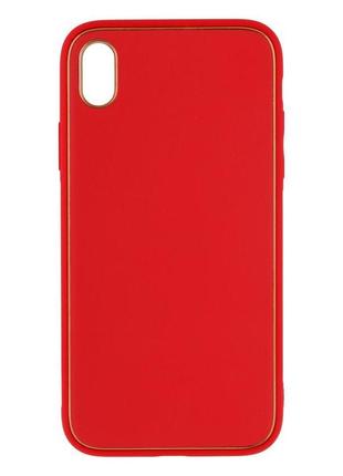 Чехол leather gold with frame without logo для iphone xr цвет 12, peach2 фото