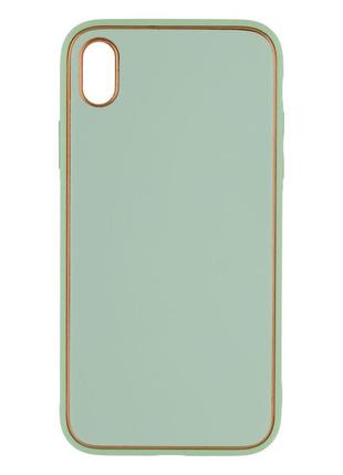 Чехол leather gold with frame without logo для iphone xr цвет 12, peach6 фото
