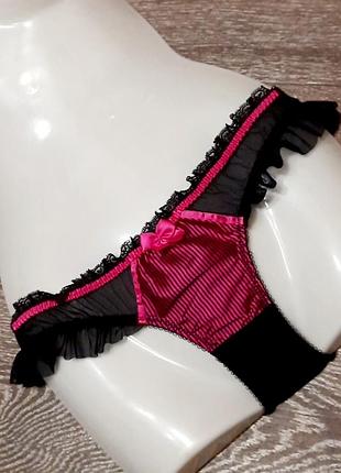 Брендовые красивые трусики с кружевом в полоску р.8 /34 от ann summers