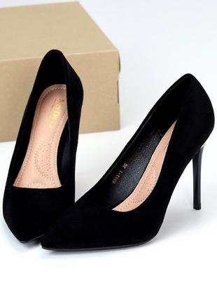 Туфли женские экозамша кольры в ассортименте беж,черный,электрик, фуксия6 фото