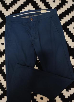 Брюки брюки брюки мужские прямые slim fit синие повседневные selected home, размер м