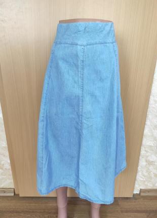 Легкая джинсовая юбка миди1 фото