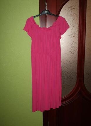 Красивое розовое трикотажное платье миди, 14 размер, наш 50-52 от papaya