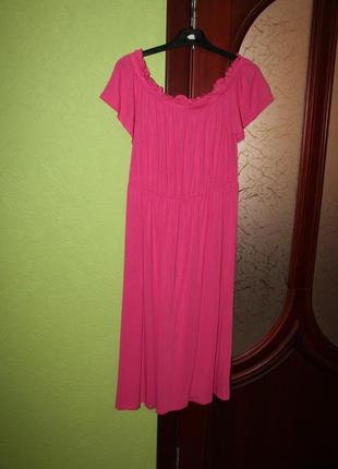 Красива рожева трикотажна сукня міді, 14 розмір, наш 50-52 від papaya5 фото