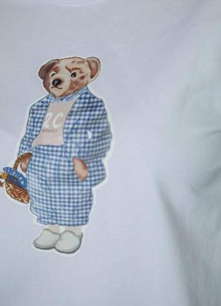 Милая женская пижама teddy из ткани вискоза хлопок цвет голубой комплект двойка кофта и шорты для сна3 фото