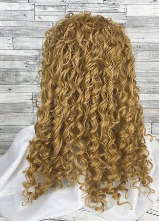 Парик русый кудрявый без челки женский из термоволокна афро с повязкой резинкой