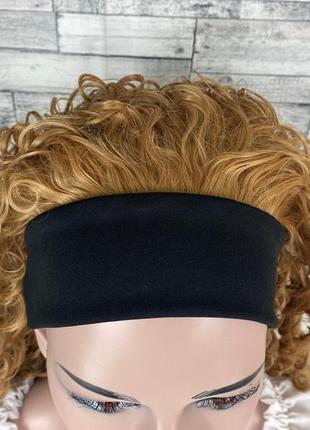 Парик русый кудрявый без челки женский из термоволокна афро с повязкой резинкой