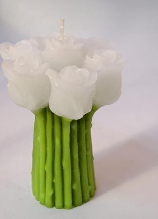 Свічка букет троянд білий bm1 фото