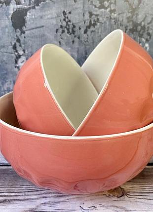 Набор салатников керамклуб розовый 3 шт 500, 700, 1100 мл