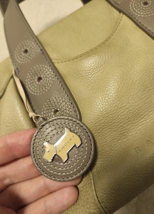 Radley салатова міні сумочка на руку шкіряна жіноча сірі ручки короткі маленька сумка8 фото