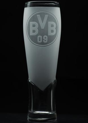 Бокал матовый 440 мл с лого футбольного клуба боруссия дортмунд