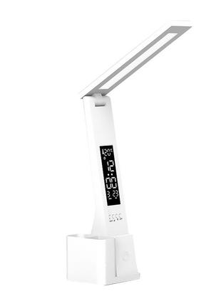 Настольная led лампа lesko 7791 складная аккумуляторная сенсорная с термометром дисплеем