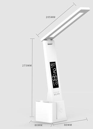 Настольная led лампа lesko 7791 складная аккумуляторная сенсорная с термометром дисплеем7 фото