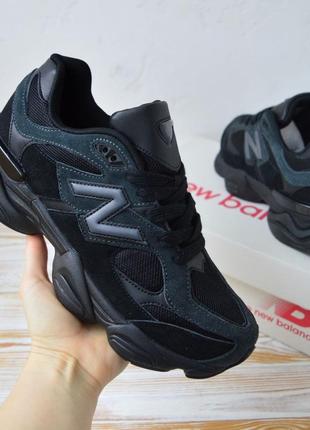 New balance 9060 черные мужские кроссовки кеды замша замшевые сетка отличное качество демисезонные демисезон весенние осенние