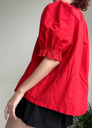 Блуза червона вінтаж ретро фонарики буфы5 фото