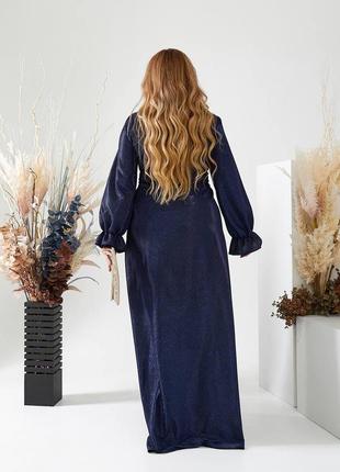 Шикарное  вечернее женское длинное платье v вырезом ярко-синего  цвета  с 58 по 64 размер4 фото