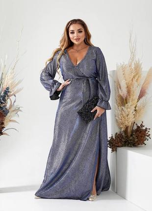 Шикарное  вечернее женское длинное платье v вырезом ярко-синего  цвета  с 58 по 64 размер7 фото