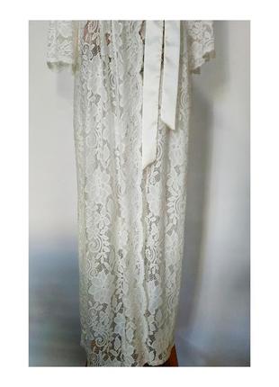 Изысканный кружевной сексуальный халат в цвете айвори  миди на девушку размер л/хл7 фото
